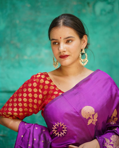 Deep Pink Pure Banarasi Katan Handloom Saree