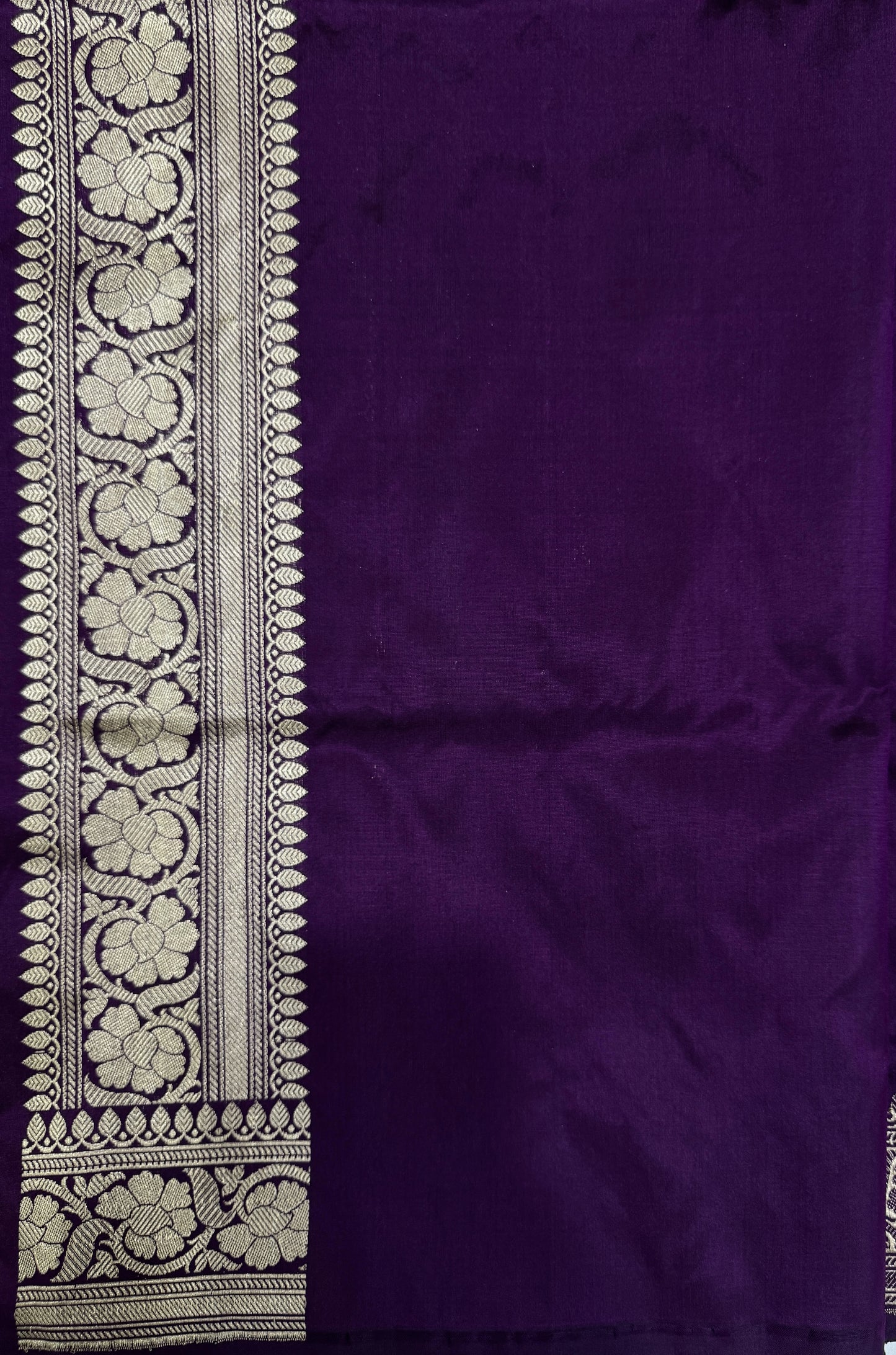 Royal Purple Handloom Kadwa Banarasi Katan Silk Saree with Zari Buti