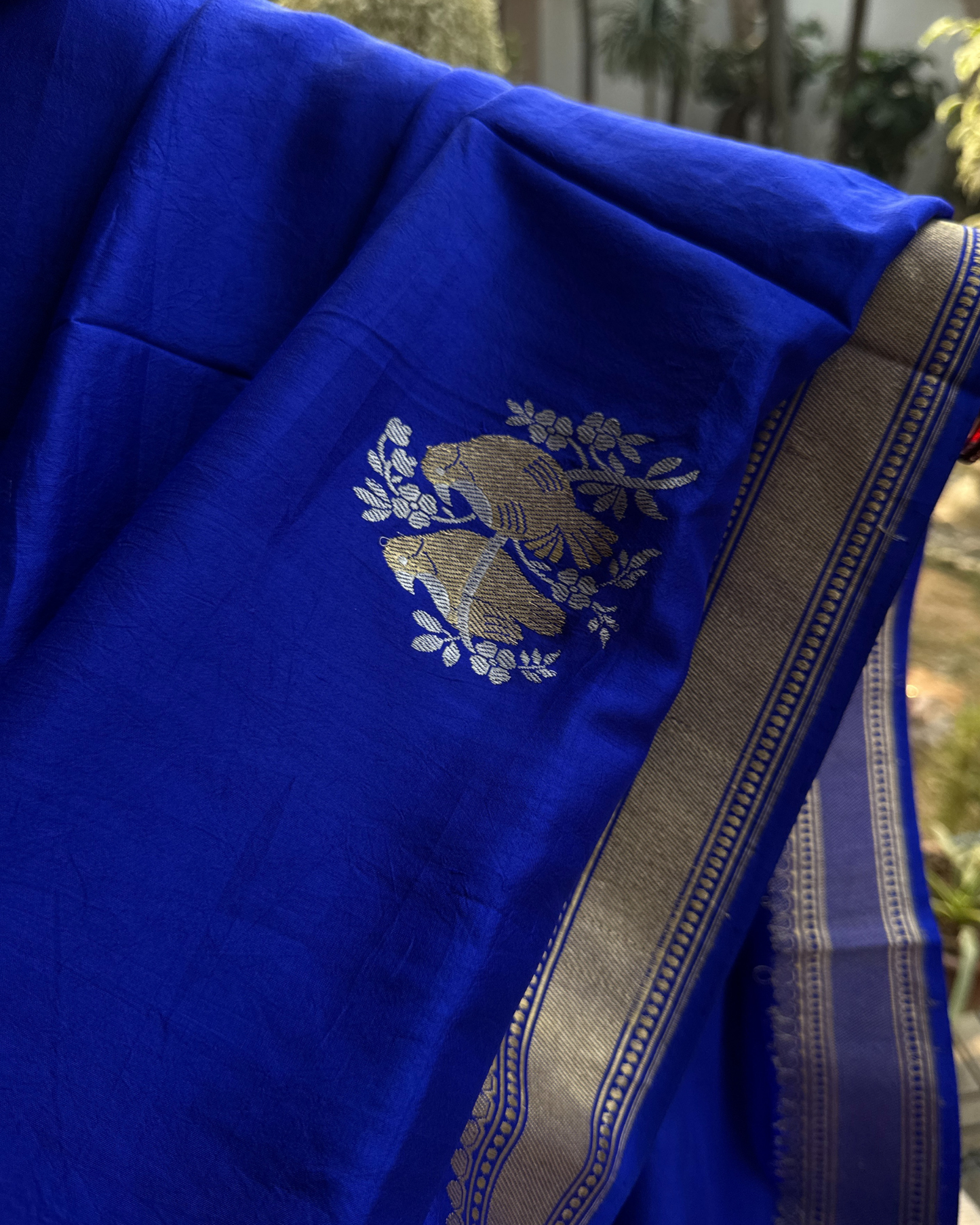 Dark Blue Pure Banarasi Butter Mulberry Silk Saree