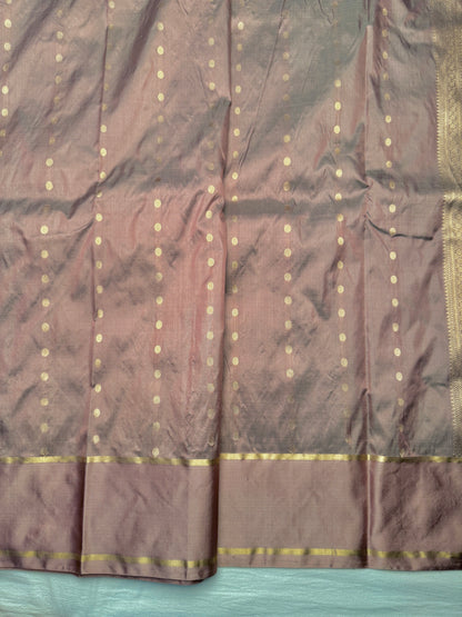 Powder Blue Pure Katan Silk Kadwa Handwoven Banarasi Saree