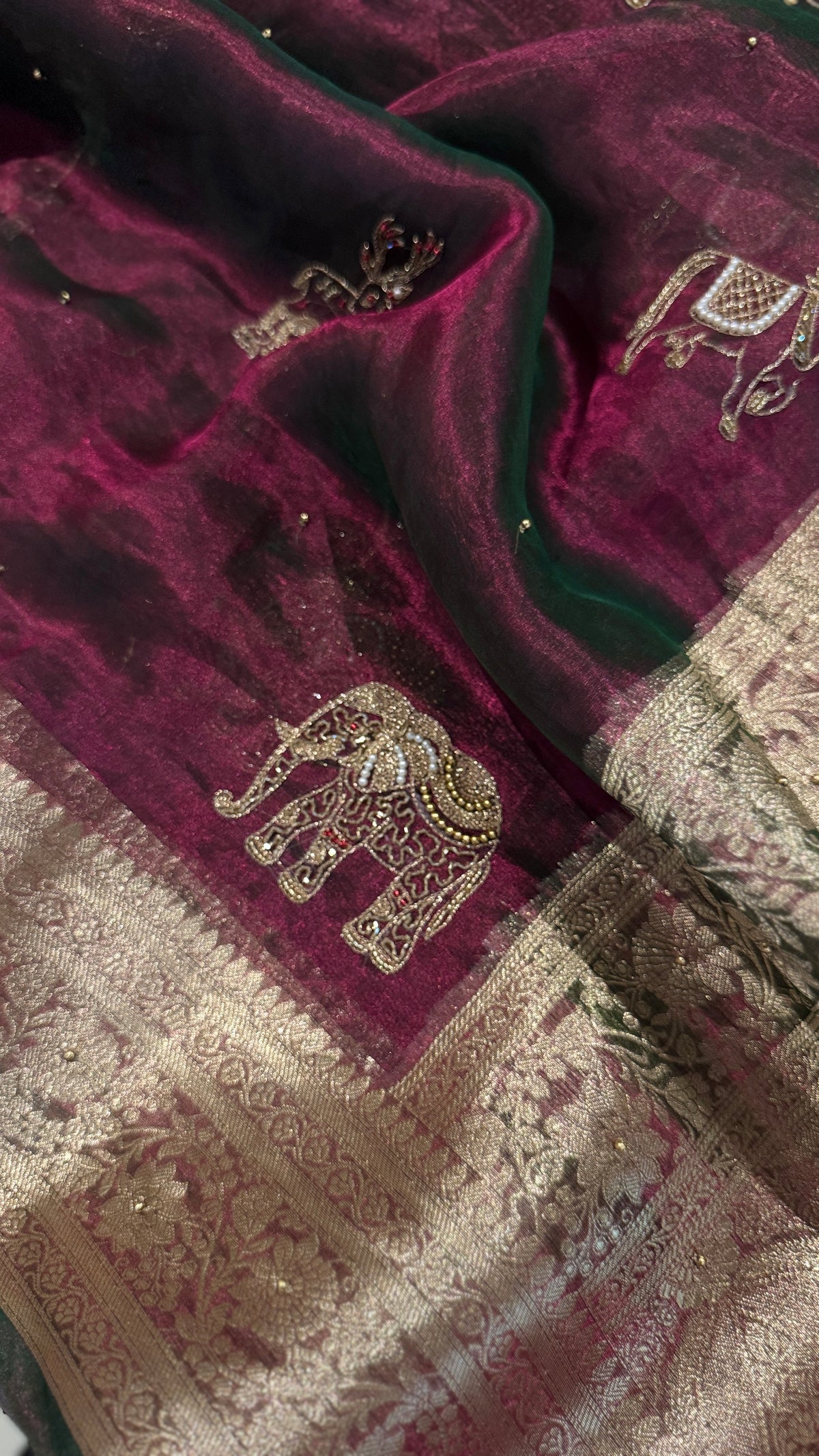 Hand Zardozi Tissue Silk Banarasi Saree