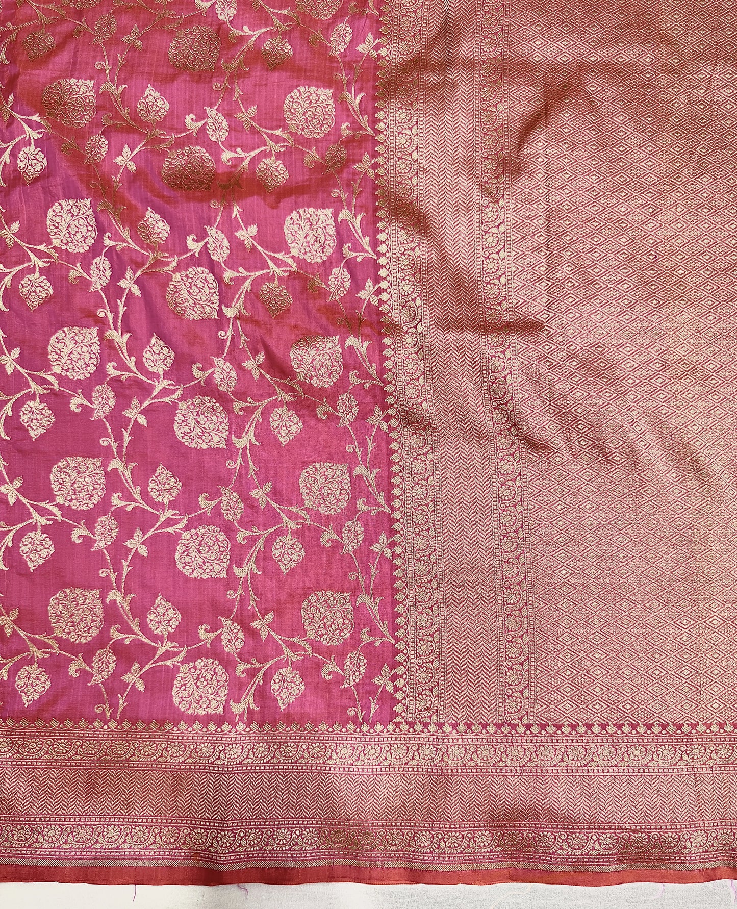 Banarasi Silk Saree with Gold Zari Floral Jaal