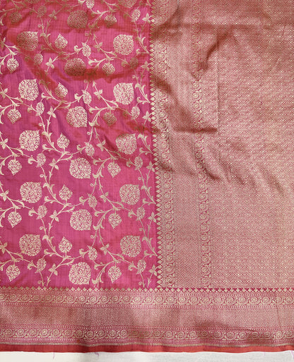 Banarasi Silk Saree with Gold Zari Floral Jaal