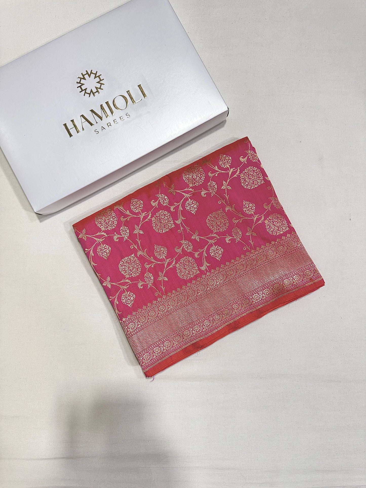 Banarasi Silk Saree with Gold Zari Floral Jaal