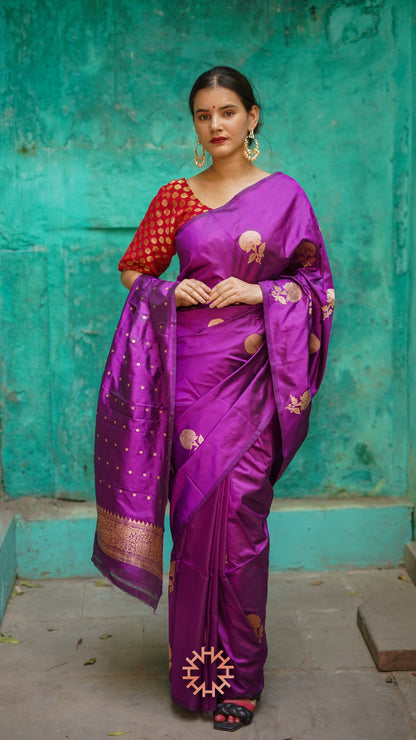 Deep Pink Pure Banarasi Katan Handloom Saree