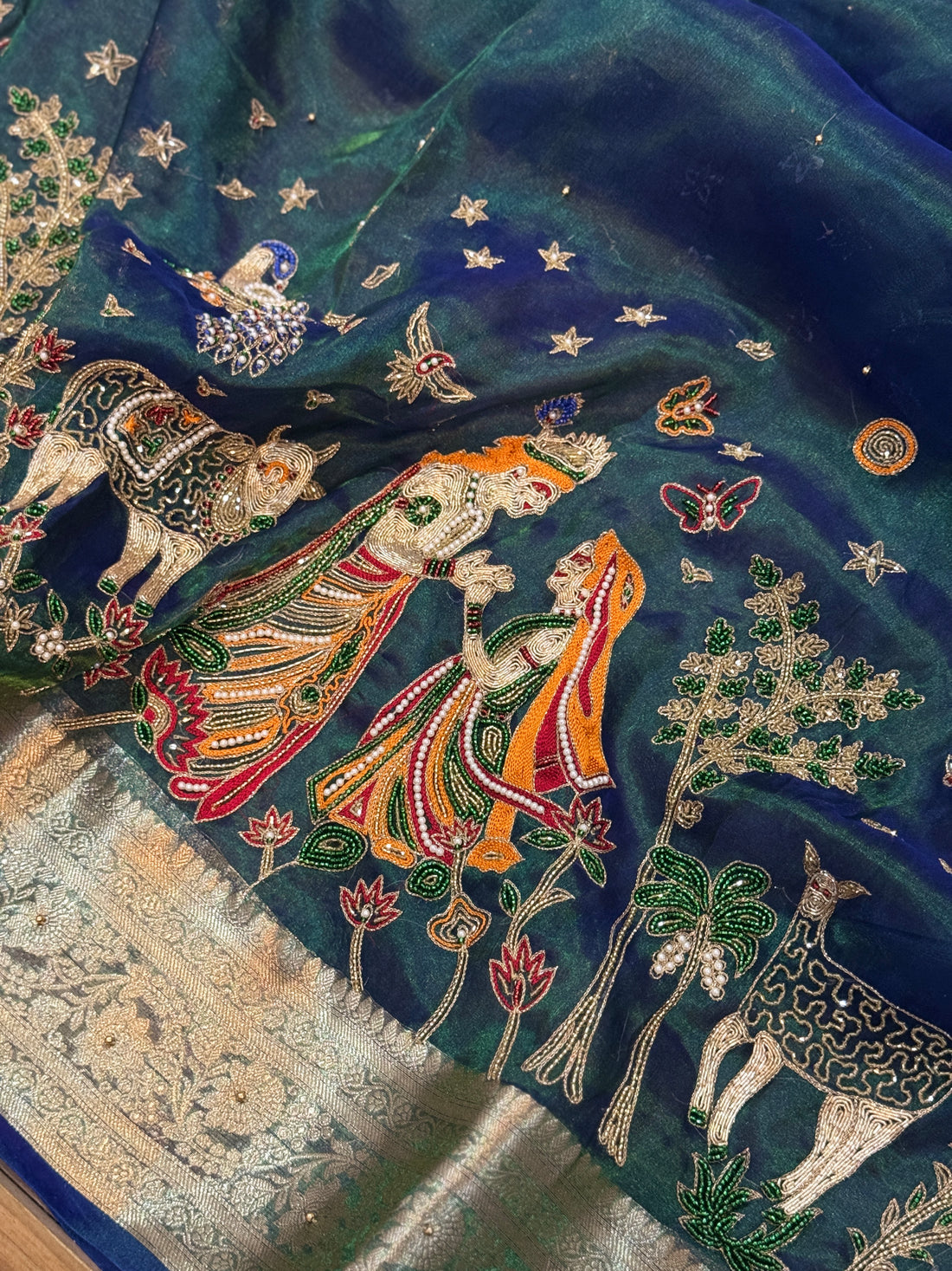 Neel Raas – Pure Tissue Silk Banarasi Saree with Hand Zardozi