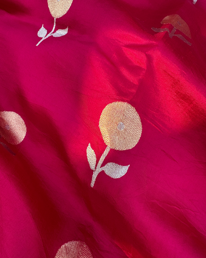 Dark Pink Pure Banarasi Mulberry Soft Silk Saree