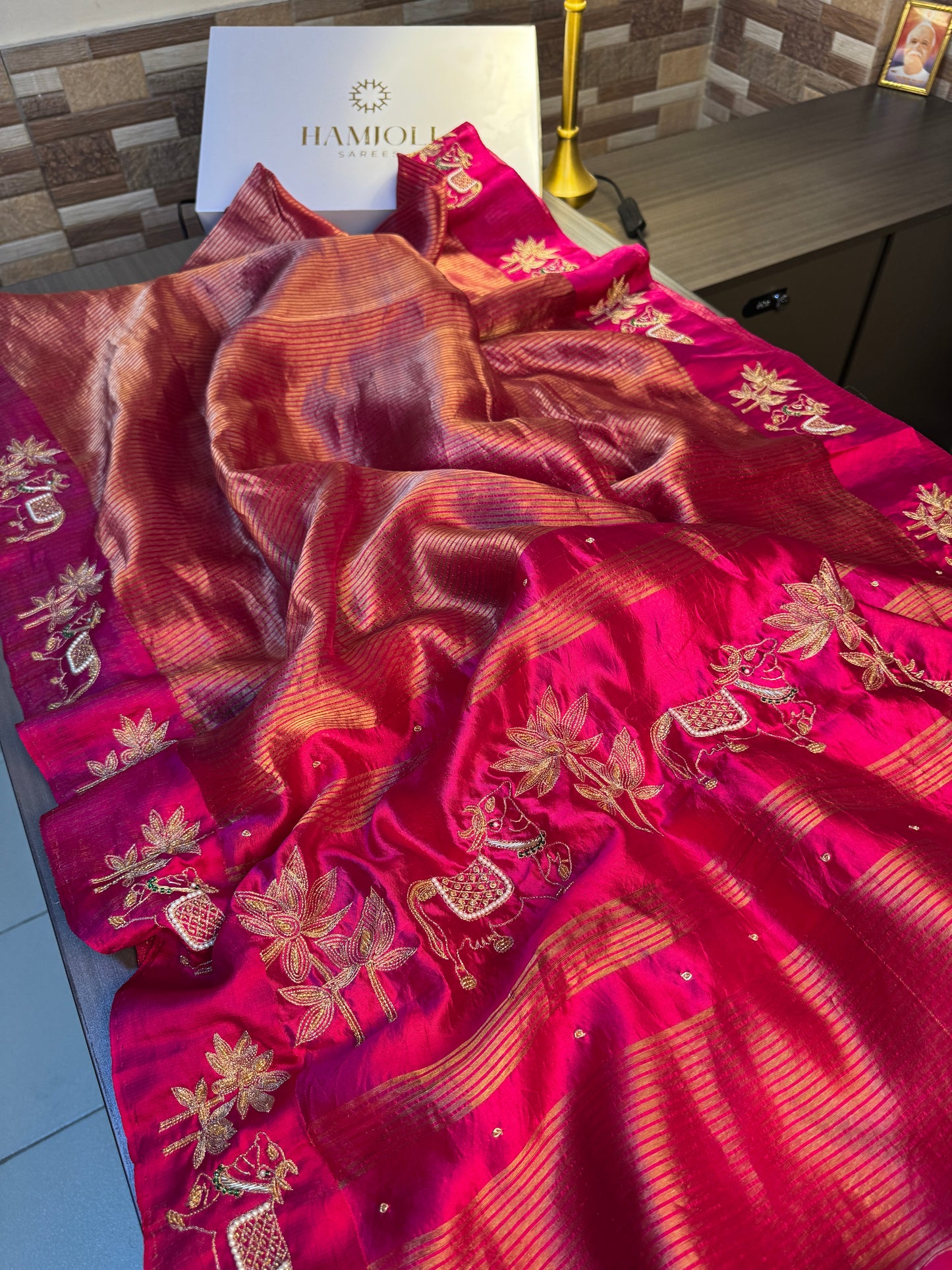 Pink Gauri – Pure Silk Handcrafted Zardozi Saree