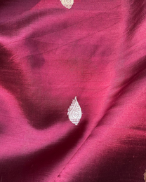 Wine pure Mulberry soft silk Banarasi saree folded showing pallu and body