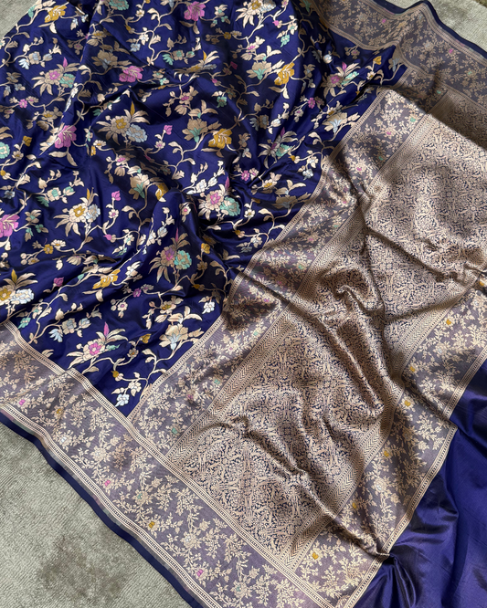 Pure Purple Banarasi Katan Silk Saree