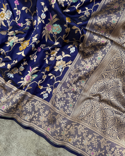 Pure Purple Banarasi Katan Silk Saree