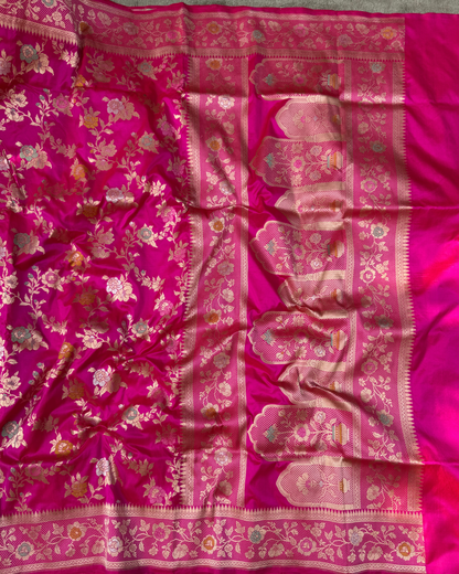 Pink Pure Banarasi Katan Silk Saree
