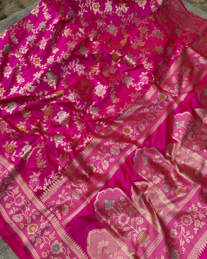 Pink Pure Banarasi Katan Silk Saree