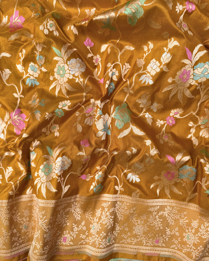 Mustard Saree Pure Banarasi Katan Silk Saree