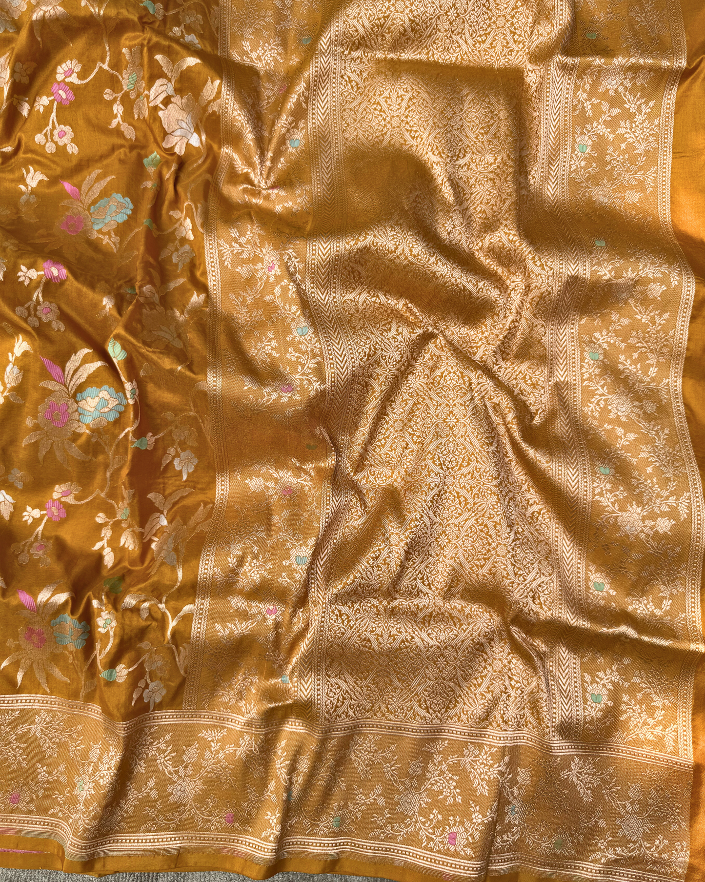 Mustard Saree Pure Banarasi Katan Silk Saree