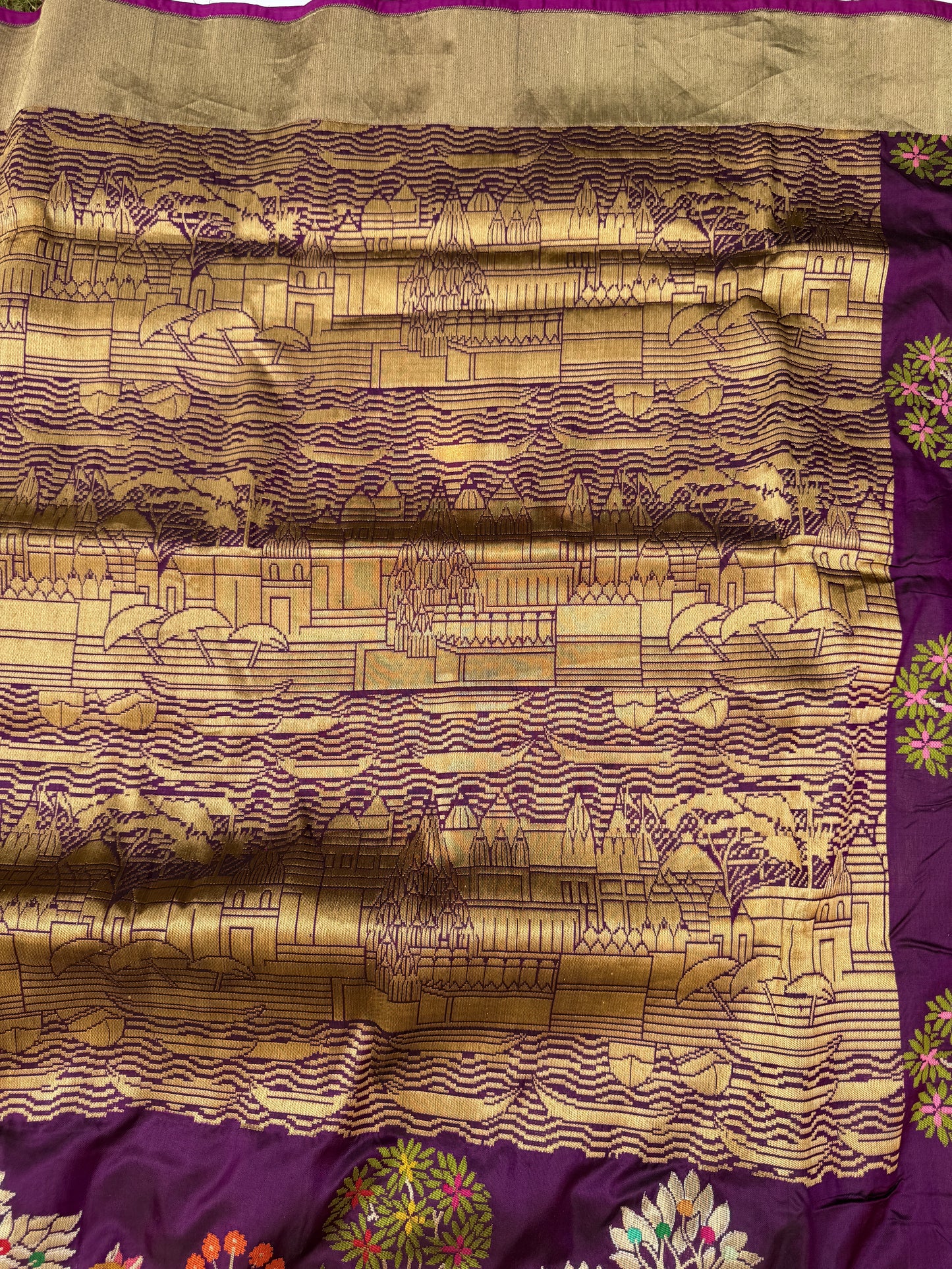 Ganga Vihar Kadwa Pure Katan Silk Banarasi Saree – Handwoven Luxury Inspired by the Sacred River