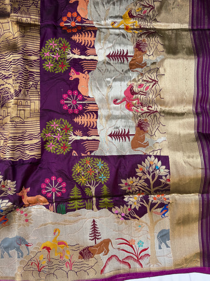 Ganga Vihar Kadwa Pure Katan Silk Banarasi Saree – Handwoven Luxury Inspired by the Sacred River