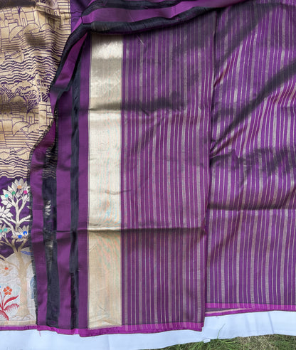 Ganga Vihar Kadwa Pure Katan Silk Banarasi Saree – Handwoven Luxury Inspired by the Sacred River