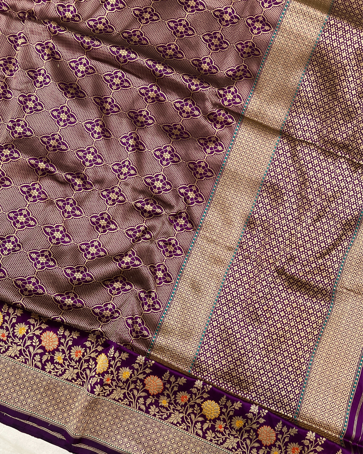 Purple Brocade Meenakari Banarasi Weave Saree