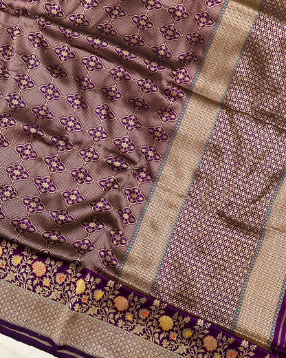 Purple Brocade Meenakari Banarasi Weave Saree