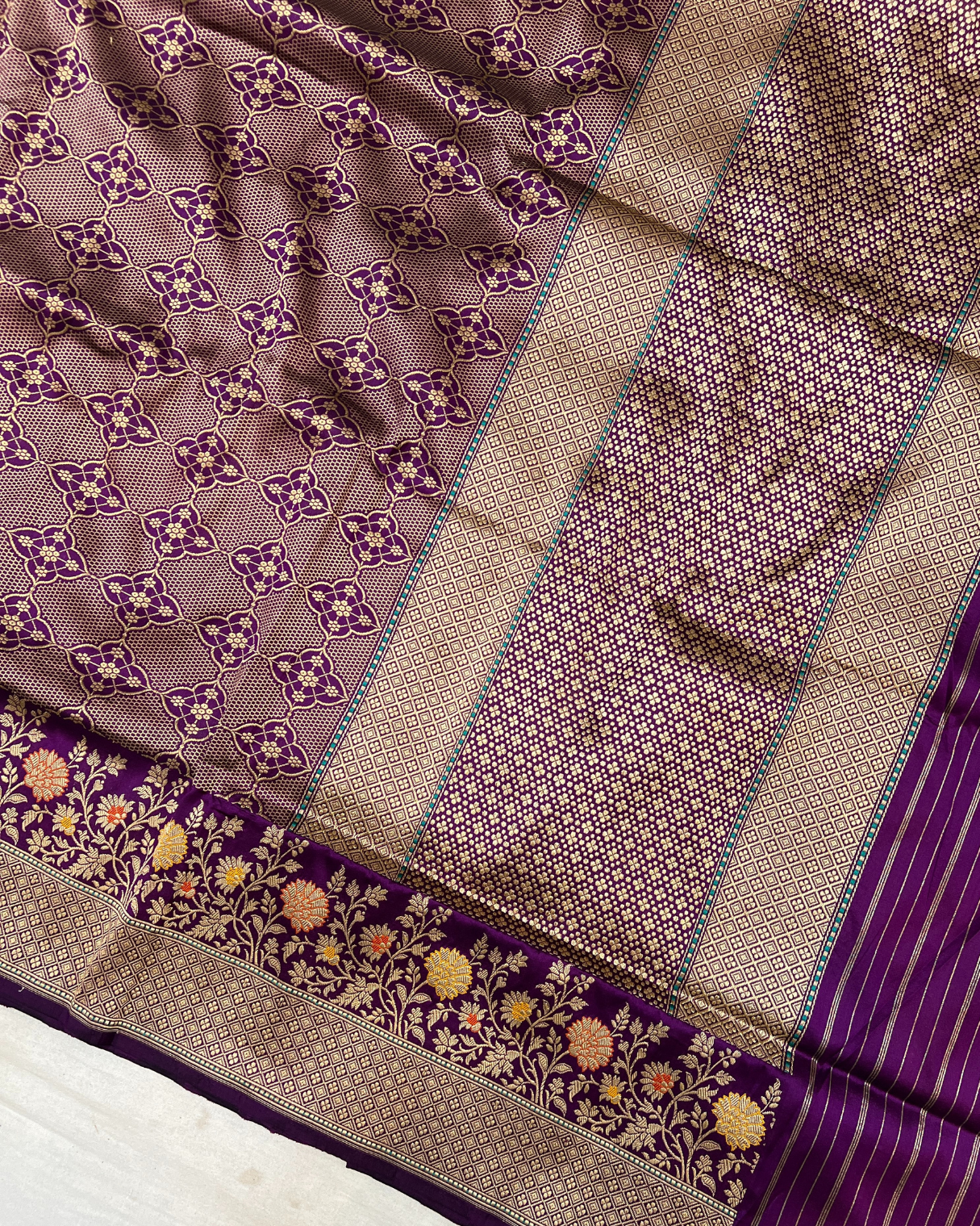 Purple Brocade Meenakari Banarasi Weave Saree