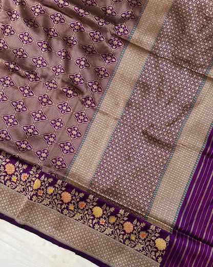Purple Brocade Meenakari Banarasi Weave Saree