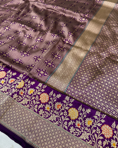 Purple Brocade Meenakari Banarasi Weave Saree