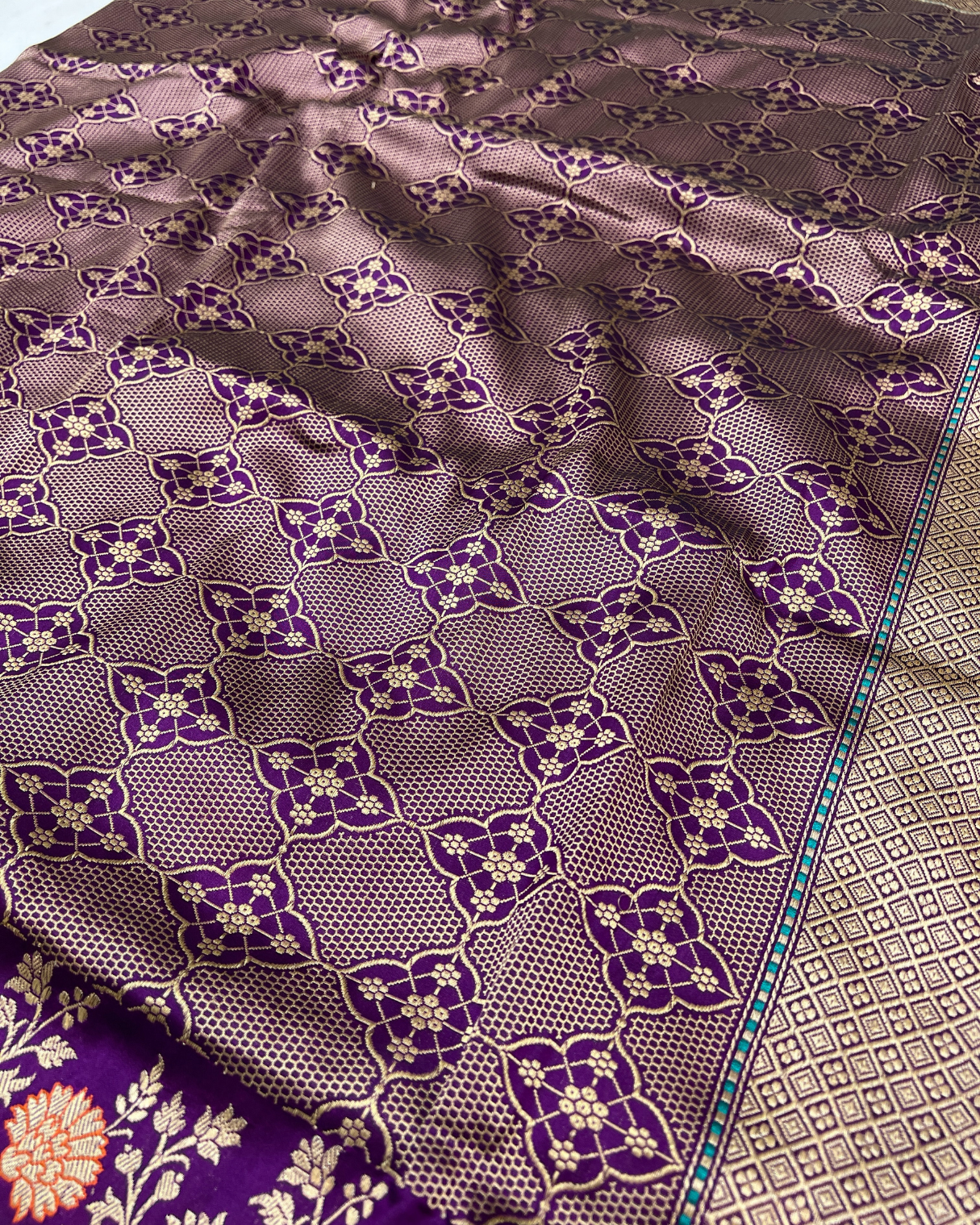 Purple Brocade Meenakari Banarasi Weave Saree