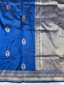 Close-up of authentic Meenakari craftsmanship on pure Katan handloom silk