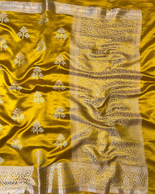 Mustard Yellow Raw Mango Saree