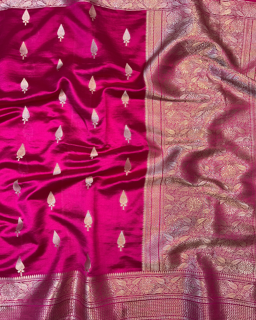 Deep Pink Raw Mango Saree