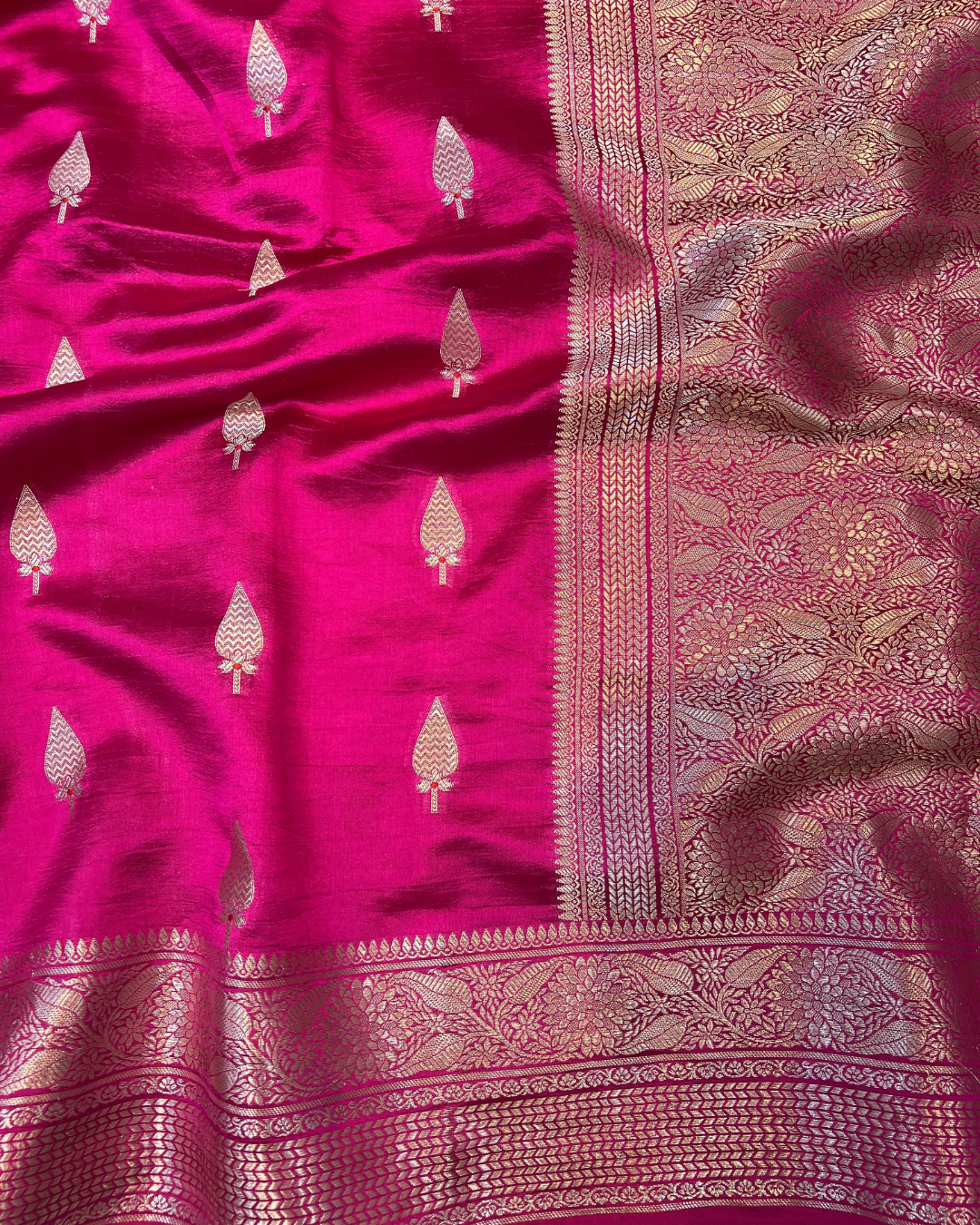Deep Pink Raw Mango Saree
