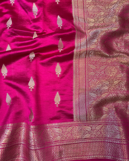 Deep Pink Raw Mango Saree