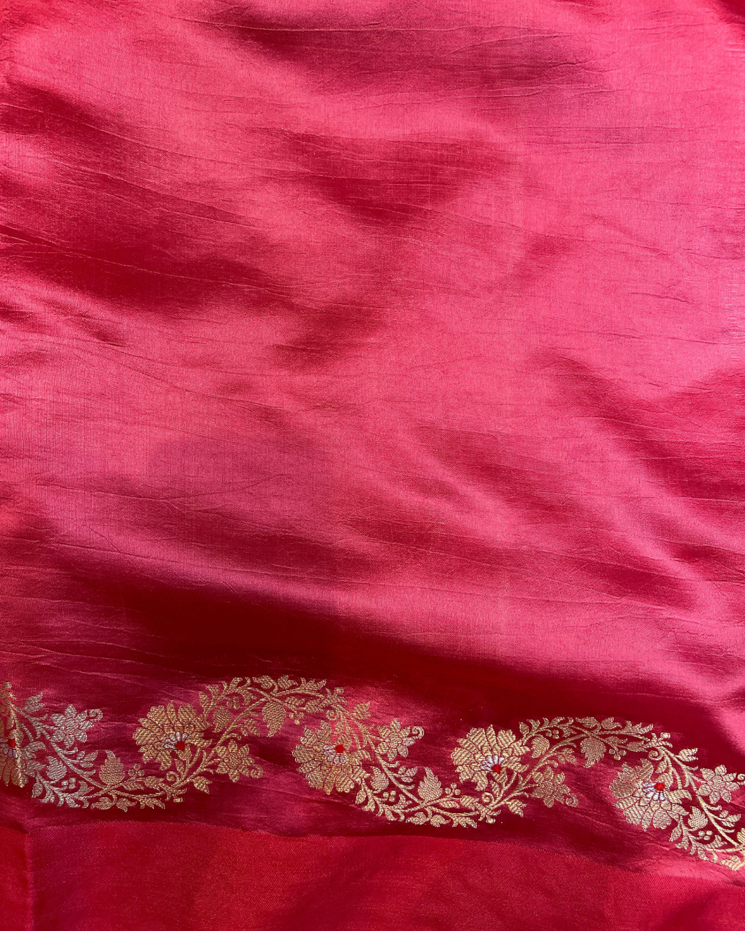Strawberry Red Raw Mango Saree