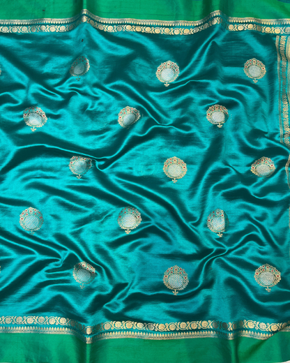 Teal Blue Raw Mango Saree