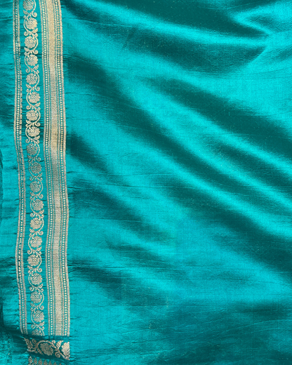 Teal Blue Raw Mango Saree