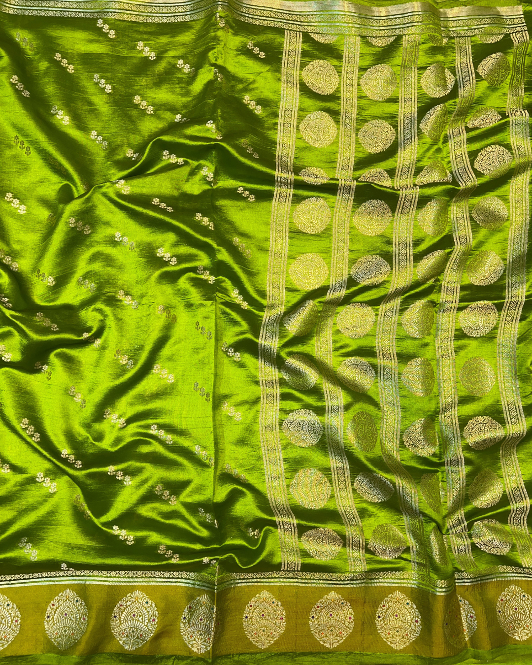 Parrot Green Raw Mango Saree