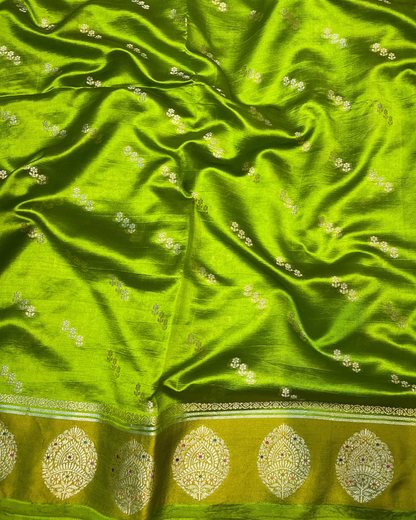 Parrot Green Raw Mango Saree