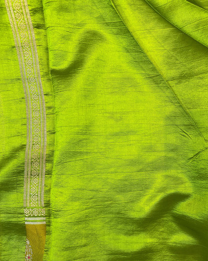 Parrot Green Raw Mango Saree