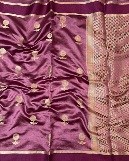 Pink Maroon Raw Mango Saree