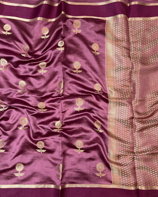 Pink Maroon Raw Mango Saree