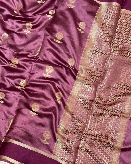 Pink Maroon Raw Mango Saree