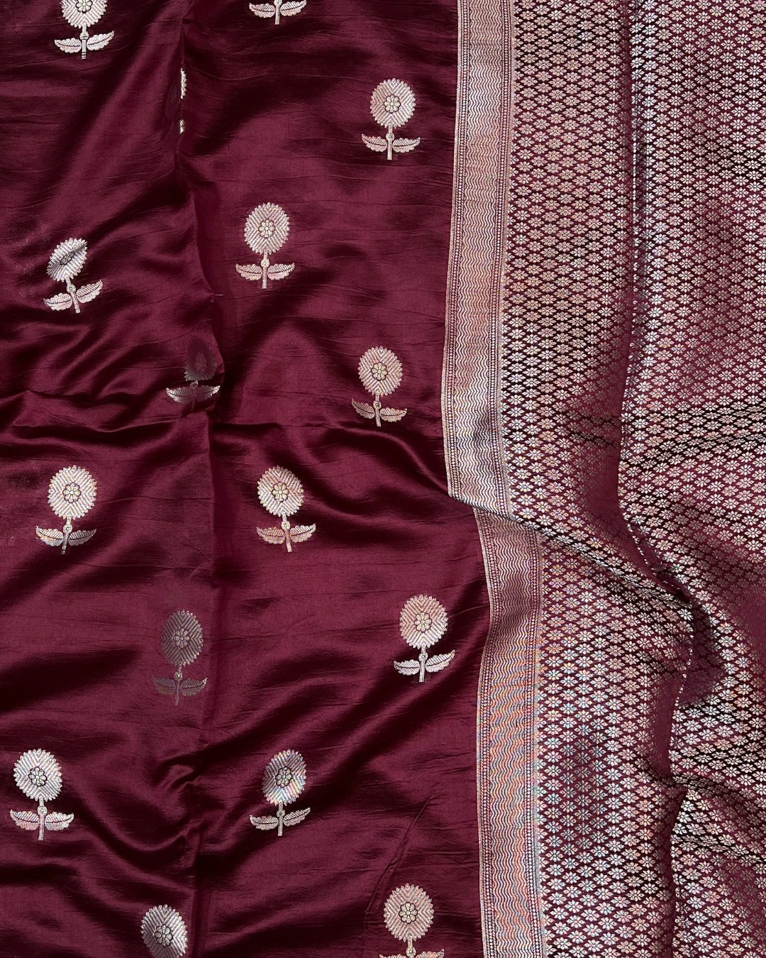 Pink Maroon Raw Mango Saree