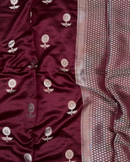 Pink Maroon Raw Mango Saree