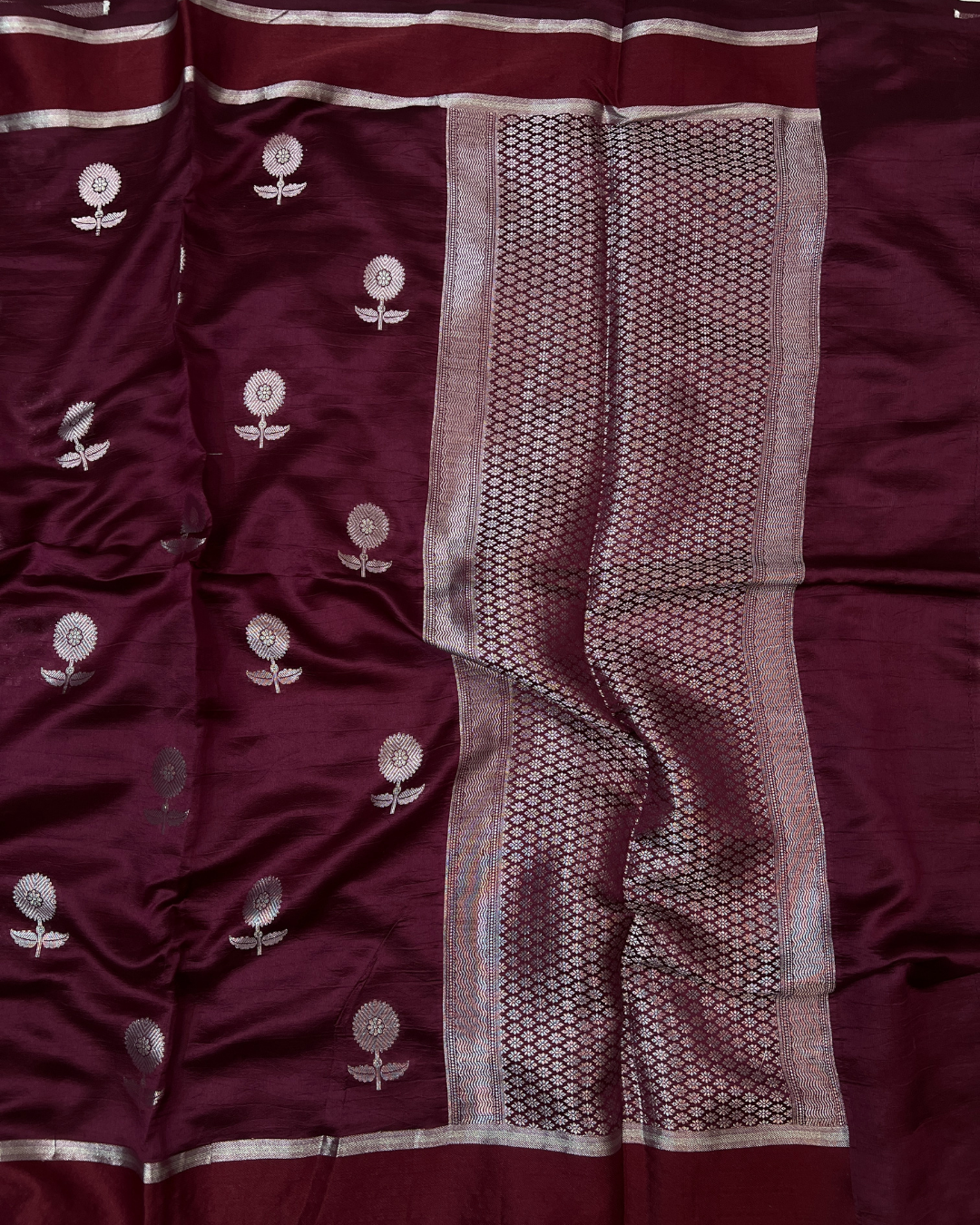 Pink Maroon Raw Mango Saree