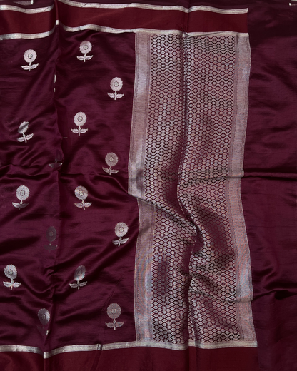 Pink Maroon Raw Mango Saree