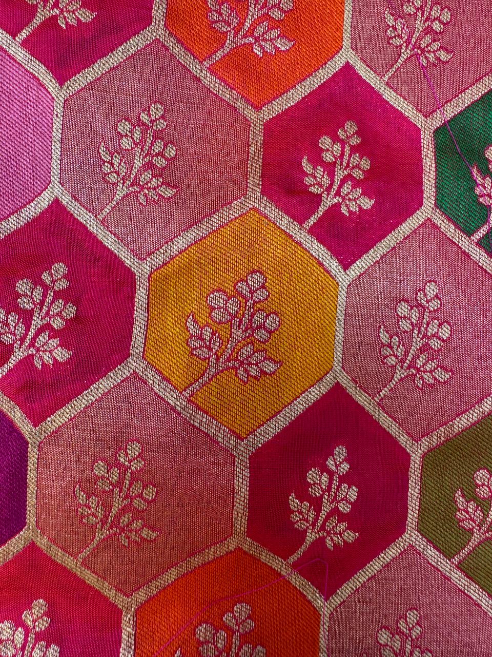 Madhuvini – Pure Katan Silk Banarasi Saree | Cutwork Weave | Handwoven Luxury