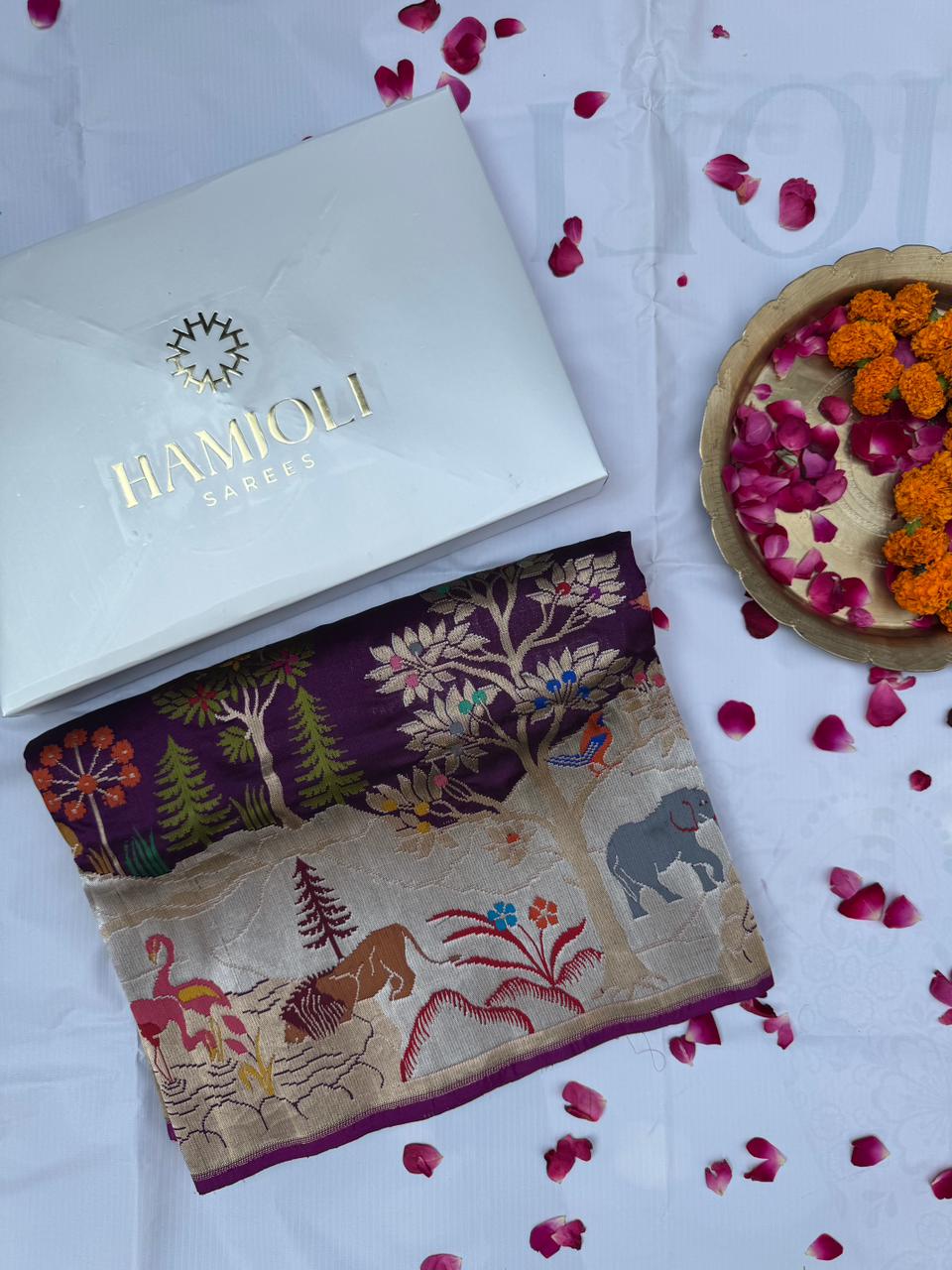 Ganga Vihar Kadwa Pure Katan Silk Banarasi Saree – Handwoven Luxury Inspired by the Sacred River