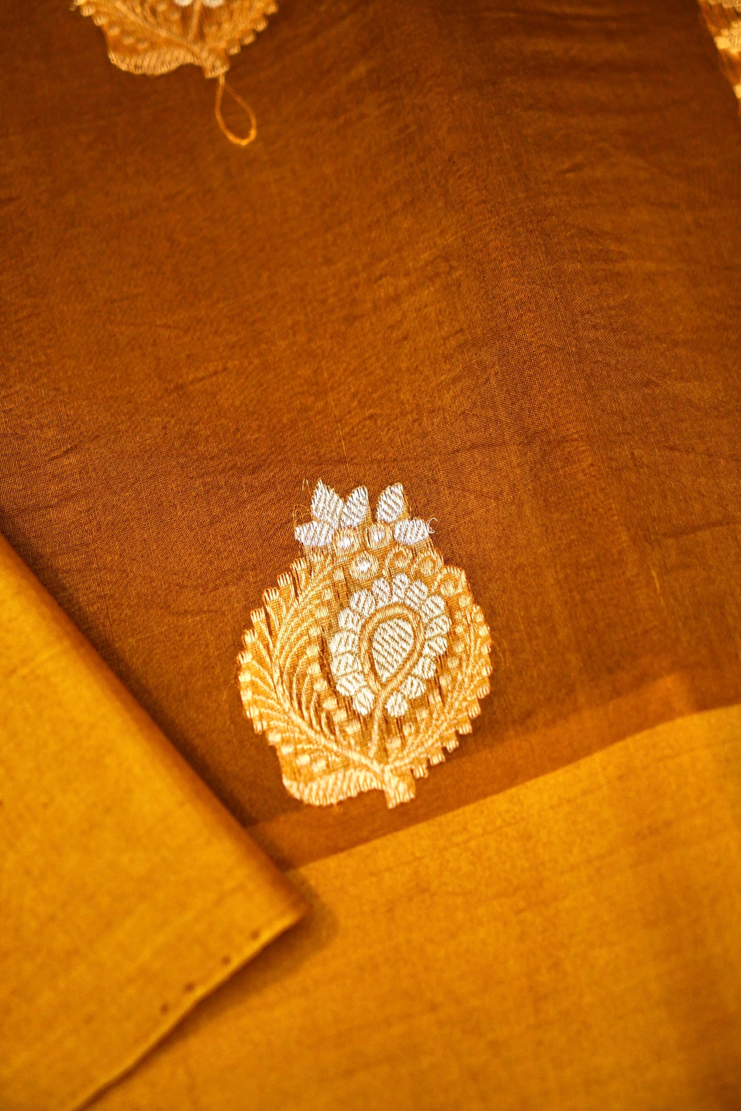 Yellow Pure Kora Silk Saree