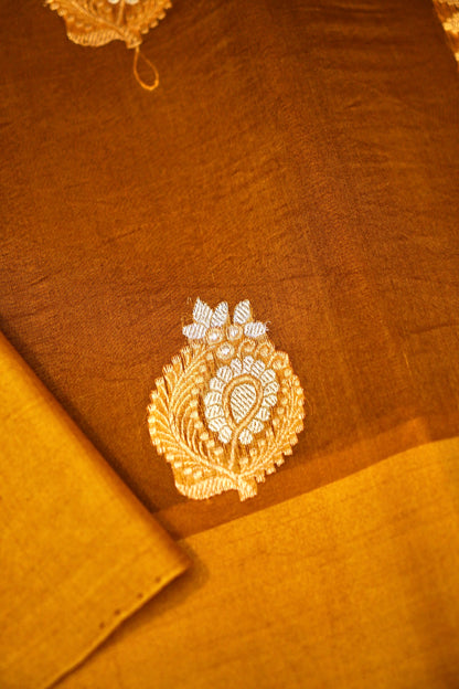 Yellow Pure Kora Silk Saree
